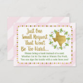 テキサス州ピンクの金ゴールド赤ちゃんシャワーがブックカードを持ってくる 招待状 (正面/裏面)