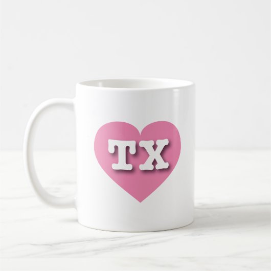 テキサス州ピンクハート- I love TX コーヒーマグカップ (左)