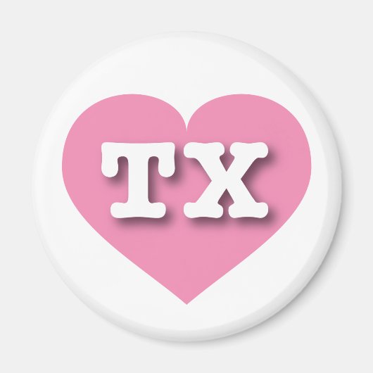 テキサス州ピンクハート- I love TX マグネット (正面)