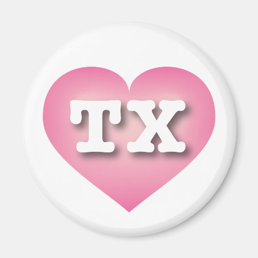 テキサス州ピンクフェードハート- I love TX マグネット (正面)