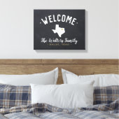 テキサス州ファミリーモノグラムウェルカムサイン キャンバスプリント (インサイチュ (寝室))