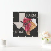 テキサス州ファームロードチキン スクエア壁時計 (ホーム)
