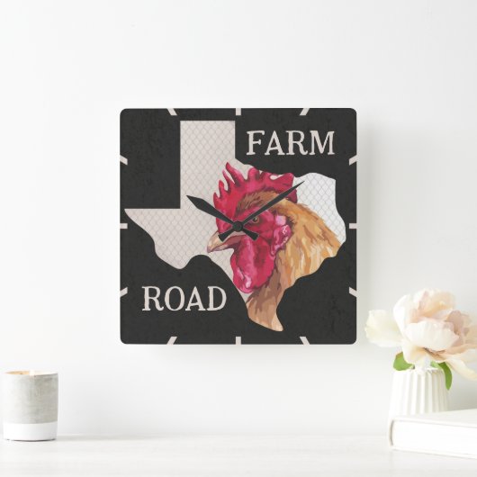 テキサス州ファームロードチキン スクエア壁時計 (ホーム)