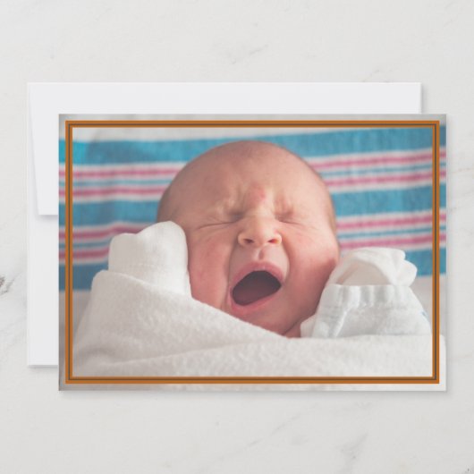 テキサス州フォトストライプのベビーで作られた焦げオレンジ 案内状 (裏面)