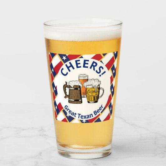 テキサス州フラグ応援マンガ素晴らしーTexan Beer タンブラーグラス (ドリンク正面)