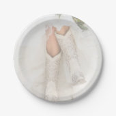 テキサス州ブライドインラインストーンブーツブライダルシャワー ペーパープレート (正面)