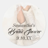 テキサス州ブライドインラインストーンブーツブライダルシャワー ラウンドシール (正面)