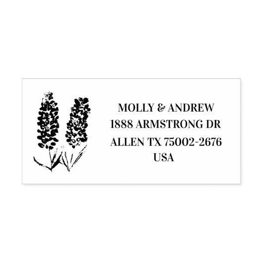 テキサス州ブルーボネット結婚フローラ差出人住所 ラバースタンプ (インプリント)