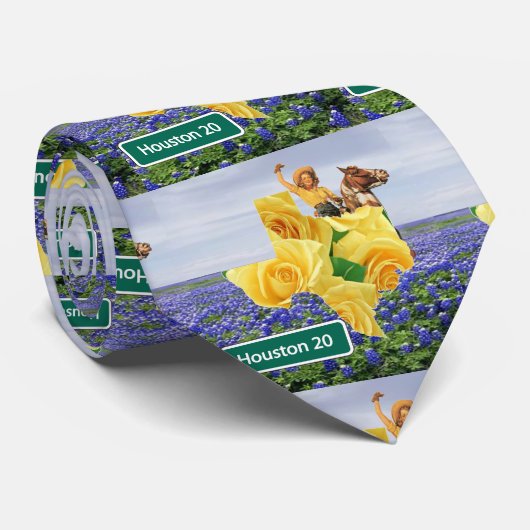 テキサス州ブルーボンネットイエローローズ女性のカーボーイヒューストンタイ ネクタイ (ロール)