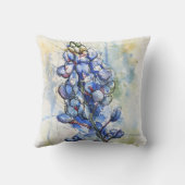 テキサス州ブルーボンネットウォーターカラーフラワーデザイン クッション (裏面)