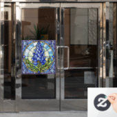 テキサス州ブルーボンネットステンドグラスデザイン ウィンドウサイン (オフィスドア)