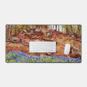 テキサス州ブルーボンネットフラワーアンドマウンテンアート デスクマット (キーボード&マウス)