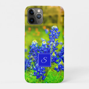 テキサス州ブルーボンネットフローラモノグラムブルーとオレンジ iPhone 11 PROケース