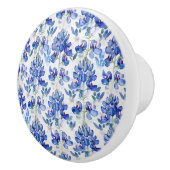 テキサス州ブルーボンネットブルーワイルドフラワーフローラルパターン セラミックノブ (右)