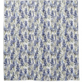 テキサス州ブルーボンネットワイルドフラワーパターン、ブルーフローラ シャワーカーテン (正面)