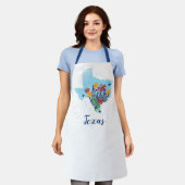 テキサス州ブルーボンネットワイルドフラワー エプロン (着用した状態)
