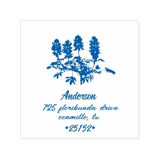 テキサス州ブルーボンネット植物学 セルフインキングスタンプ (デザイン)