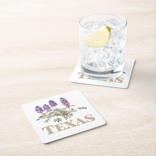 テキサス州ブルーボンネット2 スクエアペーパーコースター (インサイチュ)