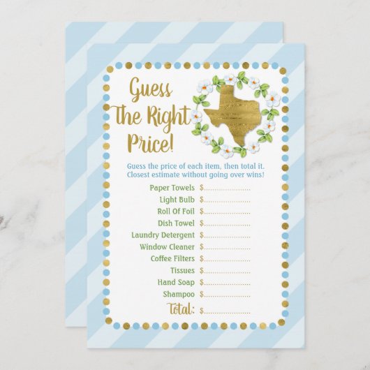 テキサス州ブルー金ゴールドは正しい価格ブライダルゲーム (正面/裏面)