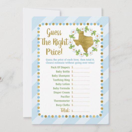 テキサス州ブルー金ゴールドは正しい価格ベビーゲーム (正面)