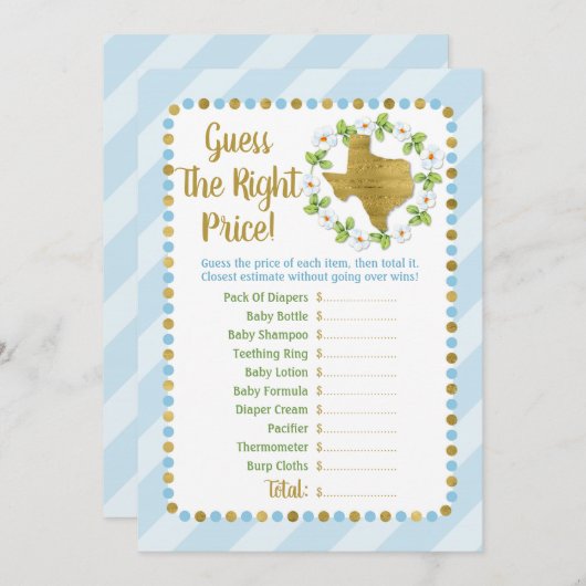 テキサス州ブルー金ゴールドは正しい価格ベビーゲーム (正面/裏面)