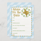 テキサス州ブルー金ゴールドアドバイス花嫁シャワーゲーム アドバイスカード (正面/裏面)
