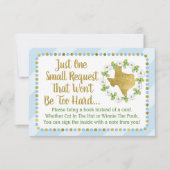 テキサス州ブルー金ゴールド赤ちゃんシャワーがブックカードを持ってくる 招待状 (正面)