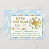 テキサス州ブルー金ゴールド赤ちゃんシャワーがブックカードを持ってくる 招待状 (正面/裏面)