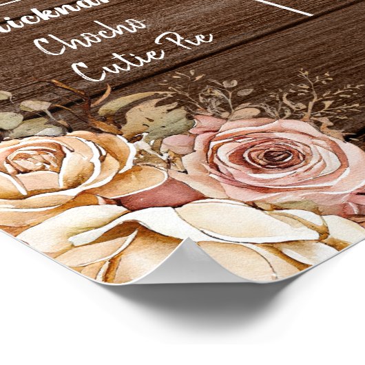 テキサス州ブーツ素朴女性のカーボーイ1st誕生日マイルストーン ポスター (角)