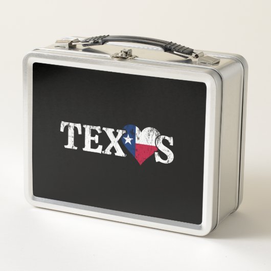 テキサス州プライドラブハートフラッグ州誇りを持ったテキサンホーム メタルランチボックス (正面)