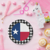 テキサス州プレート、バッファロー・プレイド米国およびテキサス州国旗 ペーパープレート (パーティー)