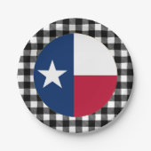 テキサス州プレート、バッファロー・プレイド米国およびテキサス州国旗 ペーパープレート (正面)