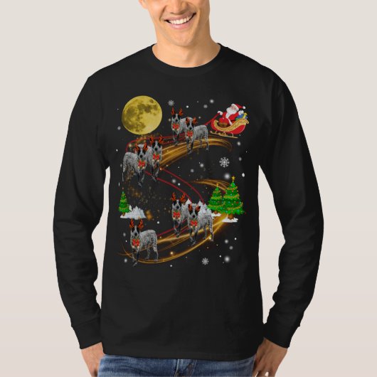 テキサス州ヘラートナディアクリスマスドッグライディングサンタX Tシャツ (正面)