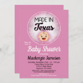テキサス州ベビーシャワーピンクおもしろいガールズ招待状 招待状 (正面/裏面)