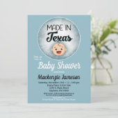 テキサス州ベビーシャワーブルーおもしろいボーイズ招待状 招待状 (スタンド正面)