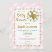 テキサス州ベビーシャワー招待状ピンク金ゴールドガールズ 招待状 (正面/裏面)