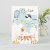 テキサス州ベビー誕生発表風船花 招待状 (スタンド正面)