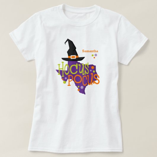 テキサス州ホカスポカスハロウィーン Tシャツ (デザイン正面)
