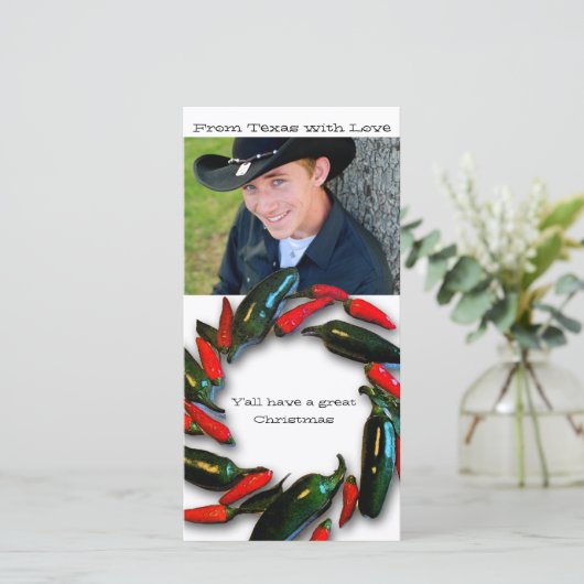 テキサス州ホットペッパーリースフォトクリスマスカード シーズンカード (スタンド正面)