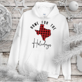 テキサス州ホリデイバッファロープレイドホーム州フード付きスウェットシャツ パーカ