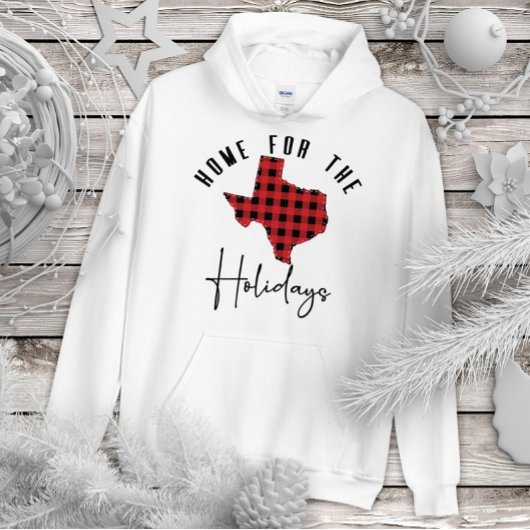 テキサス州ホリデイバッファロープレイドホーム州フード付きスウェットシャツ パーカ