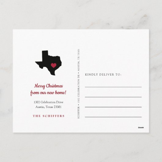テキサス州ホリデー引越し案内はがき シーズンポストカード (裏面)