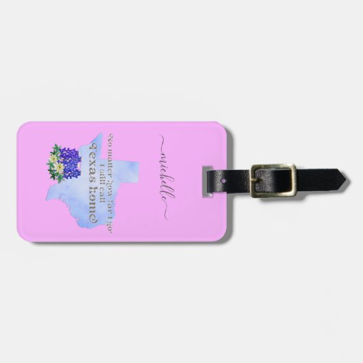 テキサス州ホームカスタム文字とカラー ラゲッジタグ (正面横)