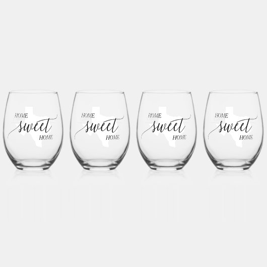 テキサス州ホームスイートホーム ステムなしワイングラス (正面)