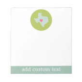 テキサス州ホーム州ラブウィズオプションカスタムハート ノートパッド (正面)