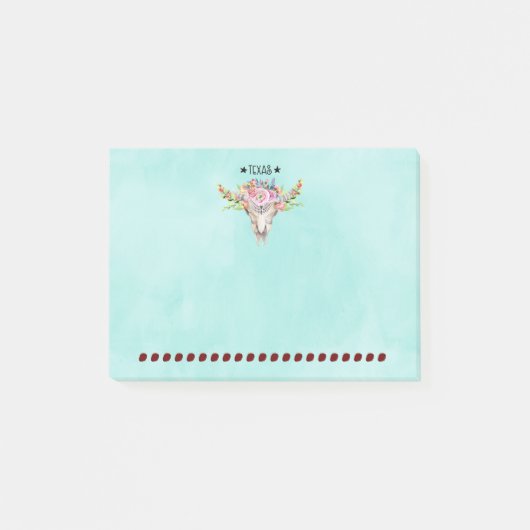 テキサス州ボホカウスカルと花シックトレンディー ポストイット (正面)