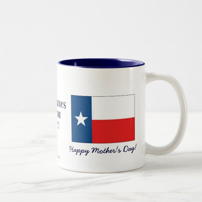 テキサス州ママの最高の日は母の日+旗 ツートーンマグカップ (右)