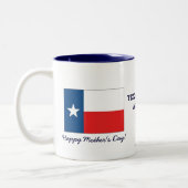 テキサス州ママの最高の日は母の日+旗 ツートーンマグカップ (左)