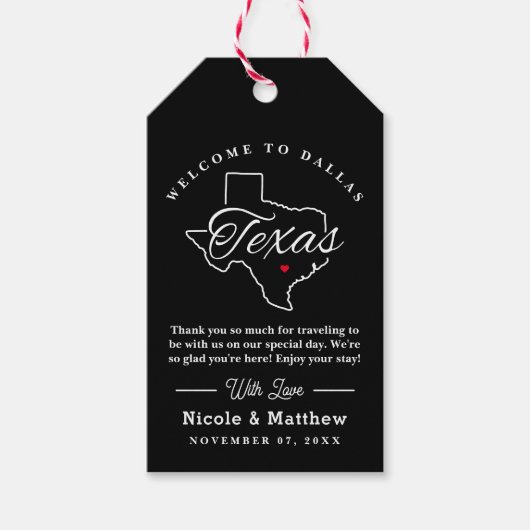 テキサス州ミニマ結婚リスト歓迎 ギフトタグ (正面)