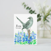 テキサス州モッキンバードブルーボンネットウォーター色 ポストカード (スタンド正面)